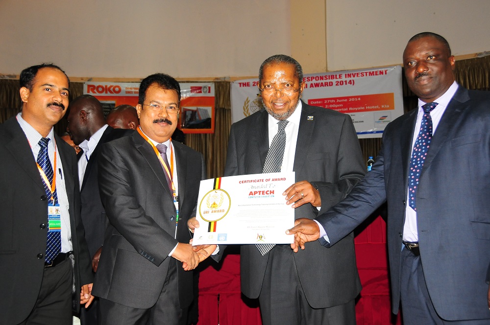 Aptech awarded the 'Best Computer Training School' award by Uganda's Prime Minister, Amama Mbabazi for 3rd year in a row, 2013-15.